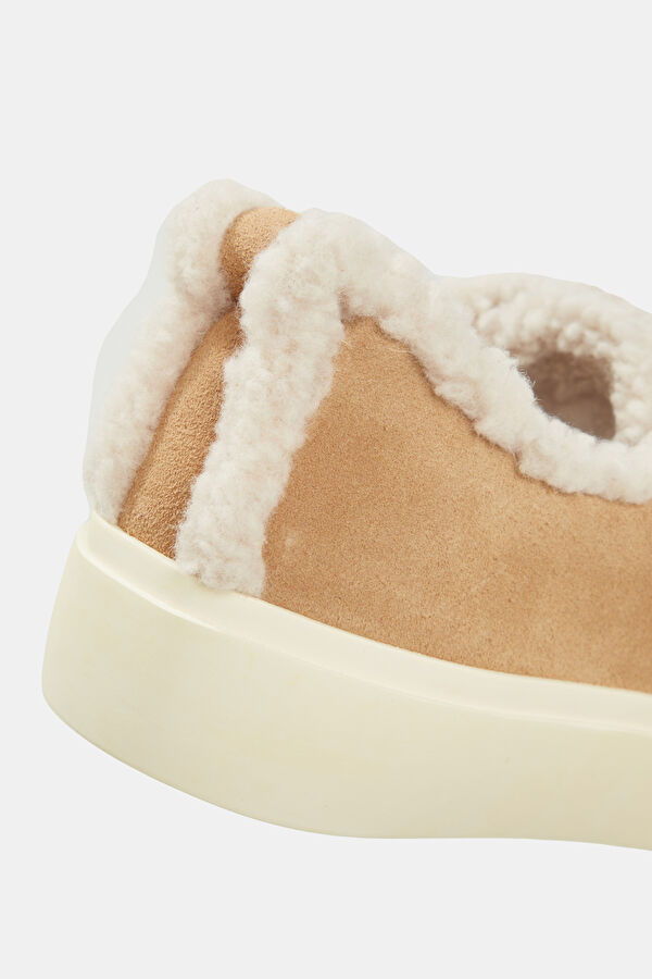 Shearling Low Velcro Bej Kadın Spor Ayakkabı 5