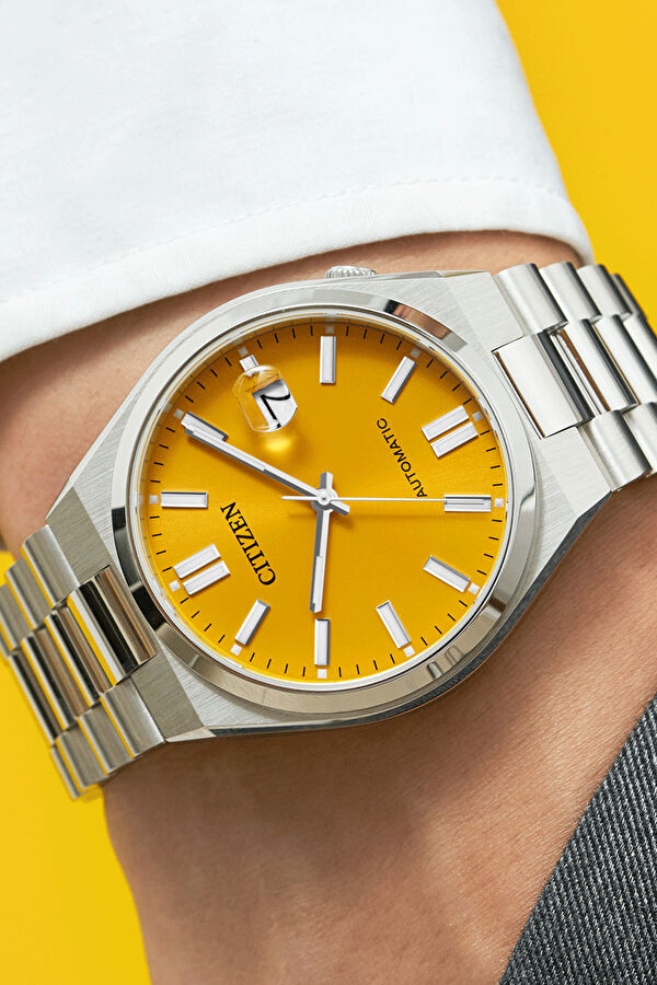 Tsuyosa NJ0150-81Z Gümüş Koyu Sarı Paslanmaz Çelik Kol Saati 2