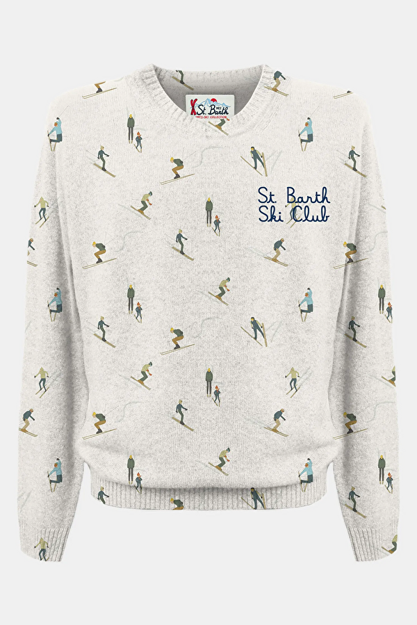 White Patterned Wool Kids Sweater