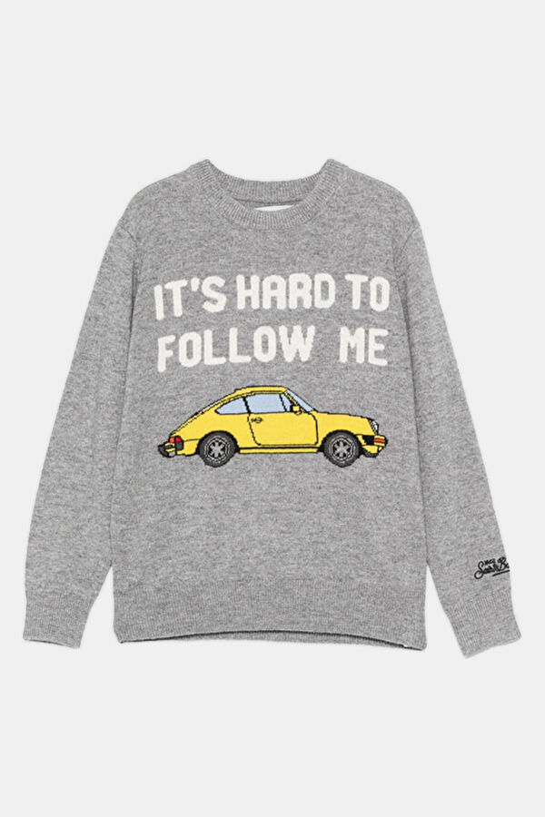 Gray Printed Wool Children's Sweater
