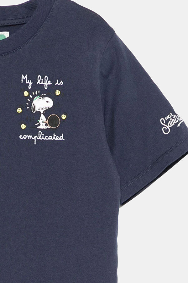Navy Crew Neck Patterned Children's T-Shirt 2