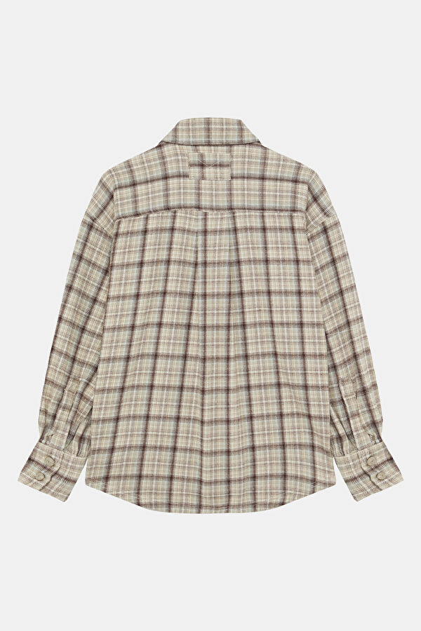 Cream Plaid Women's Shirt 2