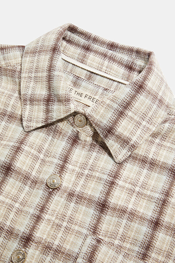 Cream Plaid Women's Shirt 3