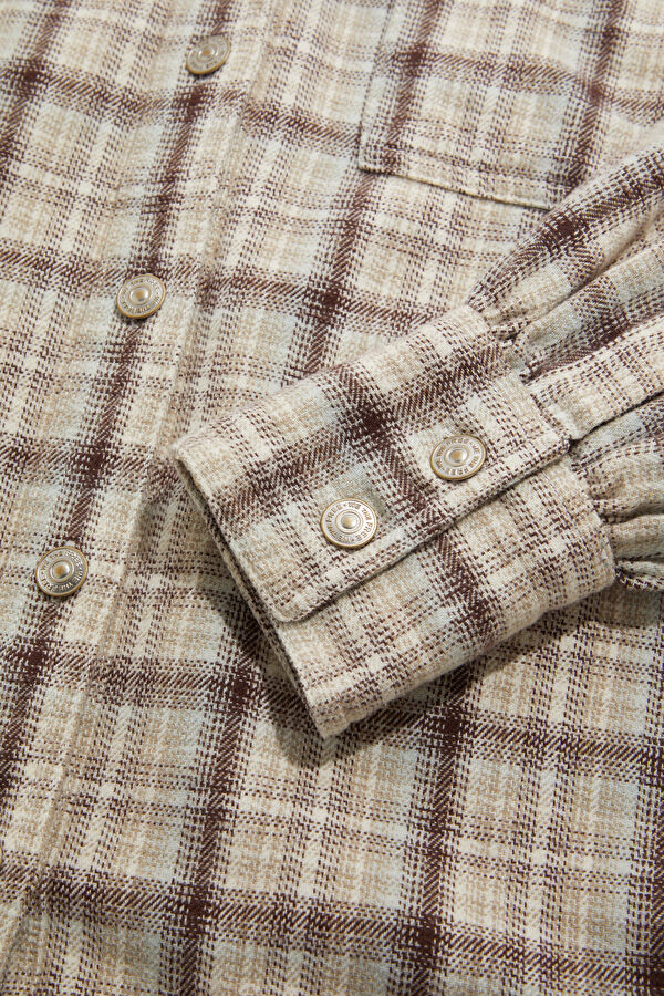Cream Plaid Women's Shirt 4