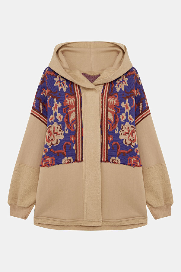 Beige Patterned Women's Cardigan