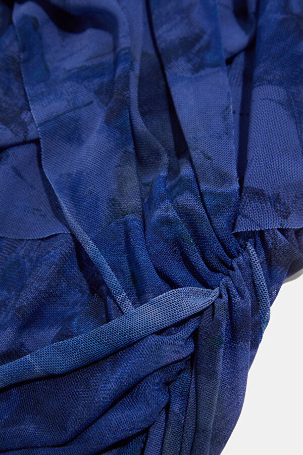 Blue Patterned Mini Women's Dress 4