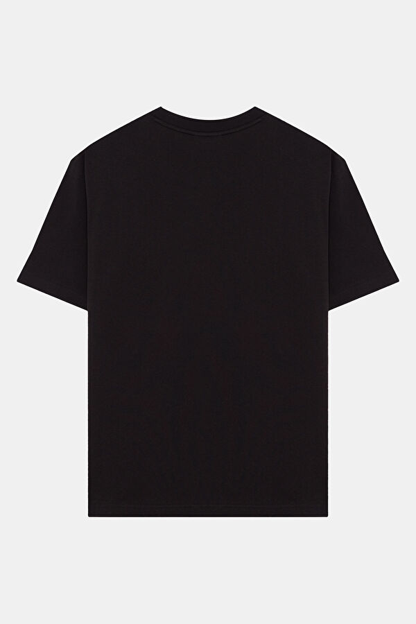 Relax Fit Black Crew Neck Printed T-Shirt 2