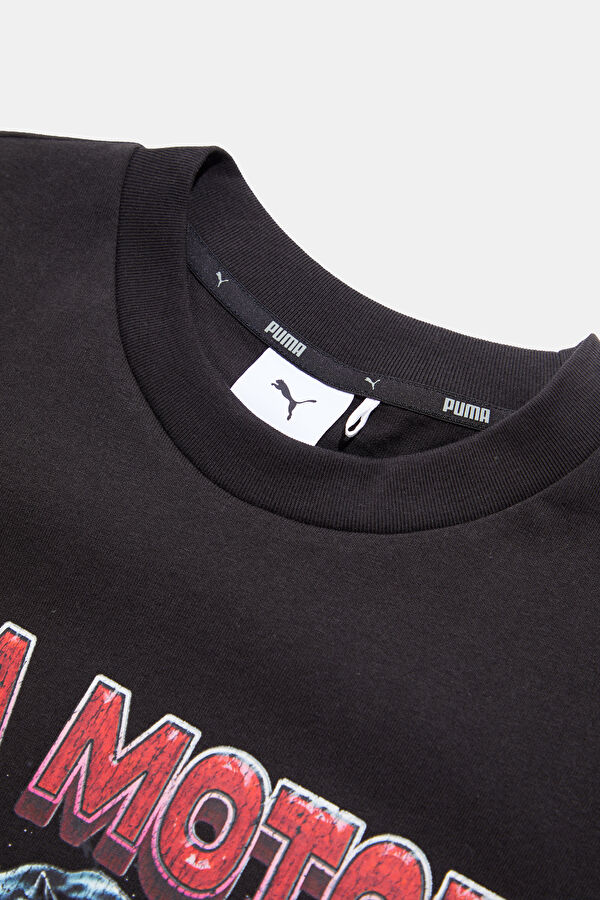 Relax Fit Black Crew Neck Printed T-Shirt 3