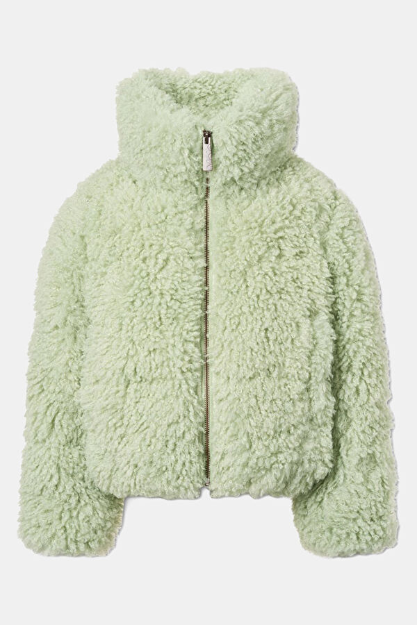 Light Green Faux Fur Kids' Coat