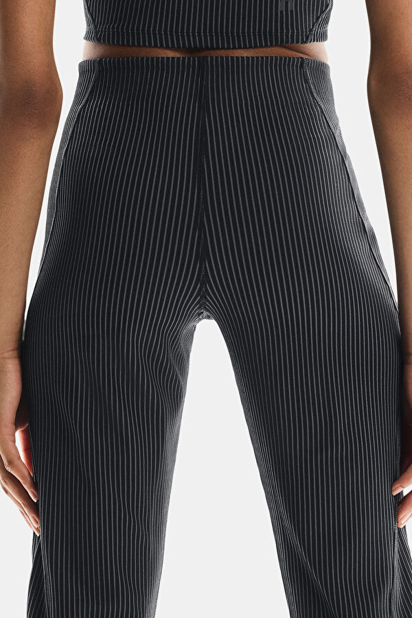 All-Day Ribbed Siyah Bol Paça Spor Kadın Pantolon 6