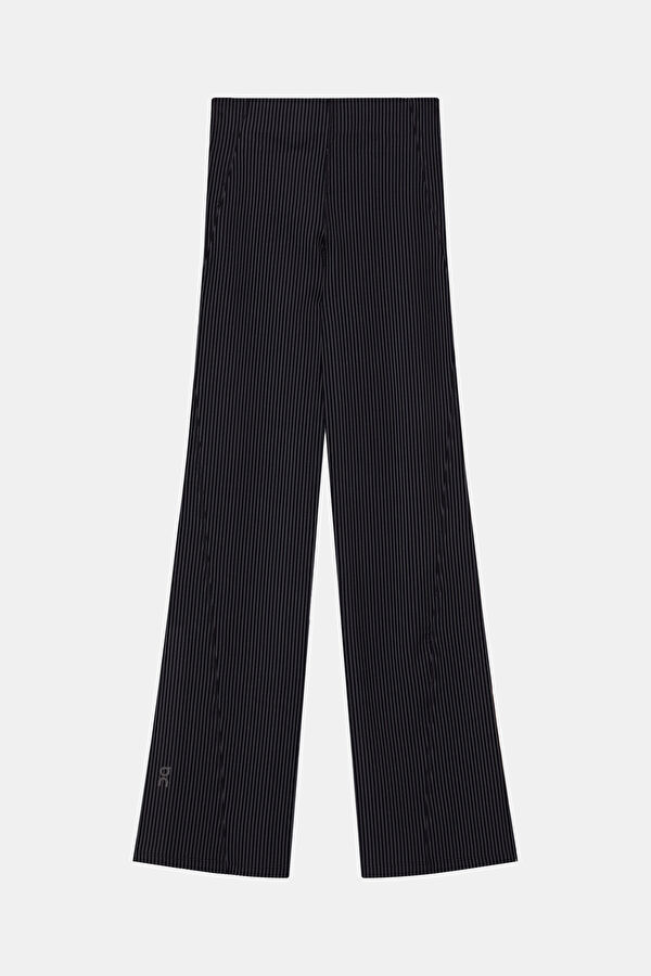 All-Day Ribbed Siyah Bol Paça Spor Kadın Pantolon 2