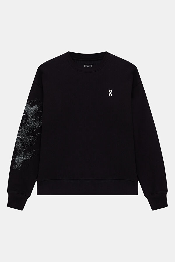 Club Crew Graphic Siyah O Yaka Kadın Sweatshirt