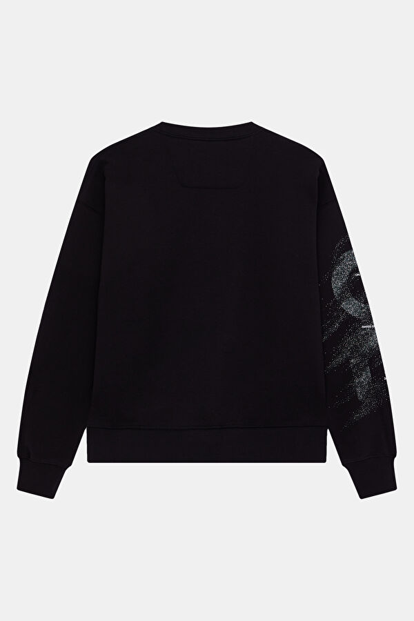 Club Crew Graphic Siyah O Yaka Kadın Sweatshirt 2