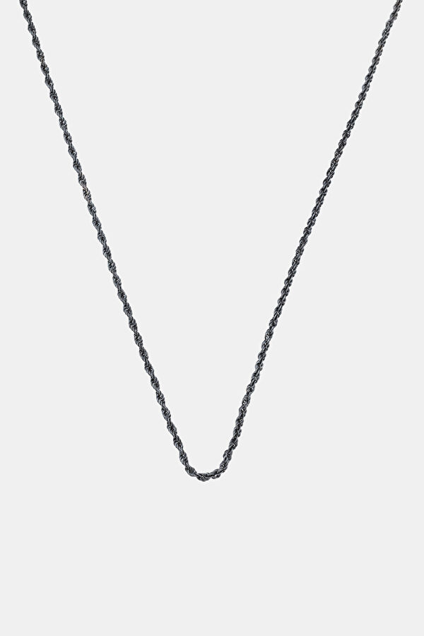 Oxidized Twisted Chain Silver Necklace
