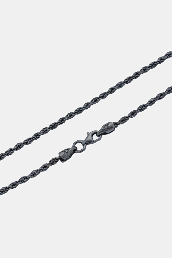 Oxidized Twisted Chain Silver Necklace 3