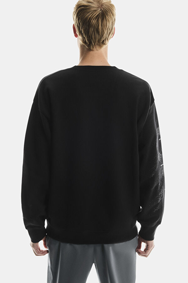 Club Crew Graphic Siyah Erkek Sweatshirt 3