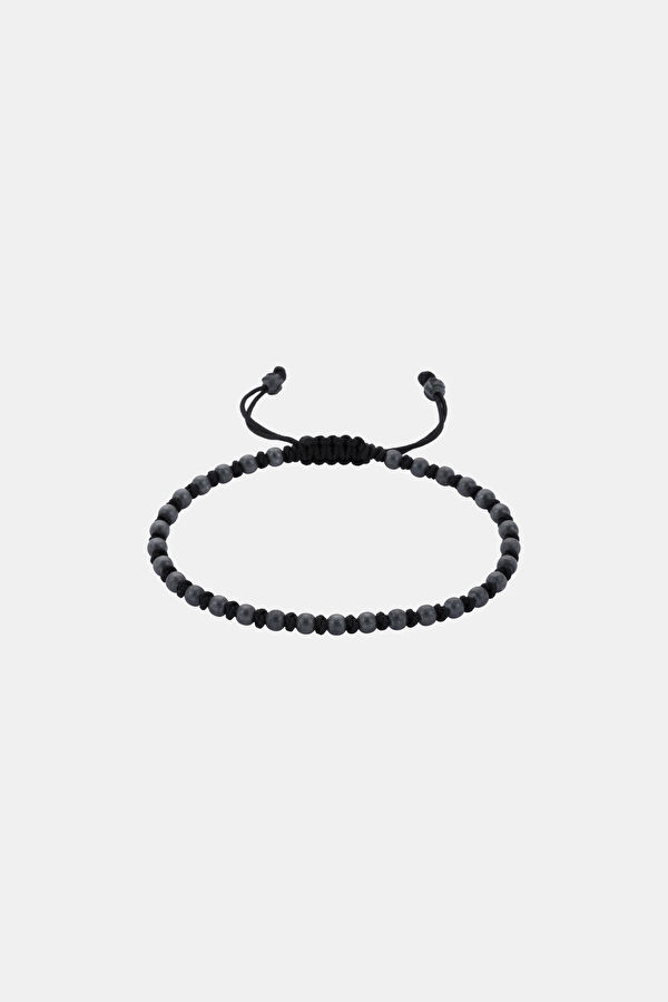 Oxidized Macrame Balls Silver Bracelet