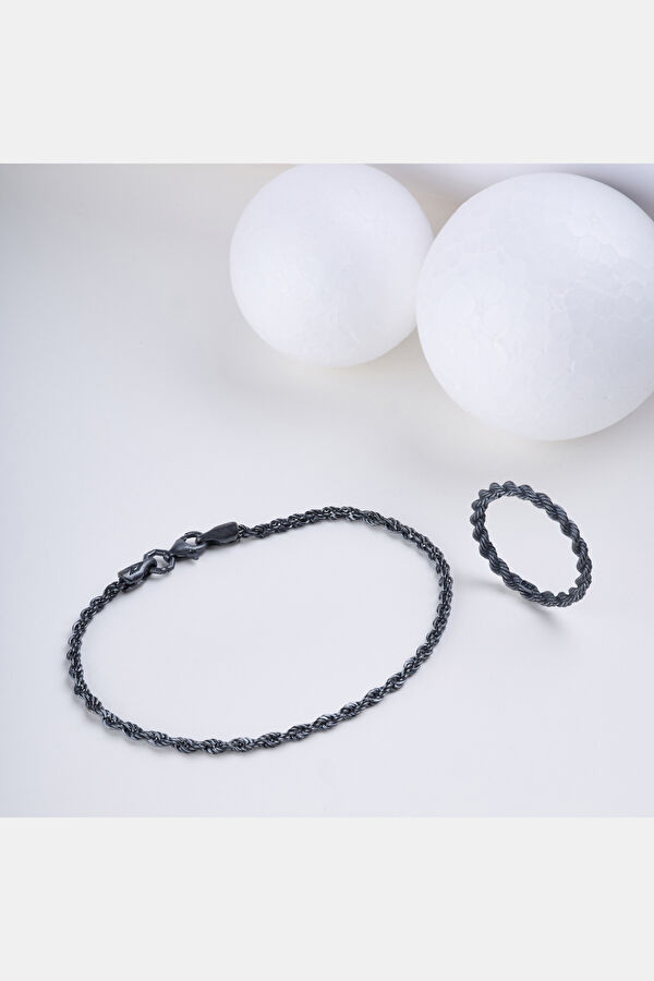 Oxidized Twisted Chain Silver Bracelet 4