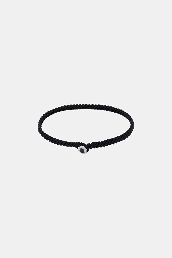 Gümüş Rengi Siyah Macrame Gümüş Rengi Bileklik 2