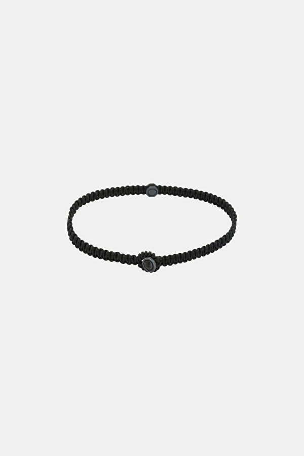 Oxidized Octagonal Black Macrame Silver Bracelet 2