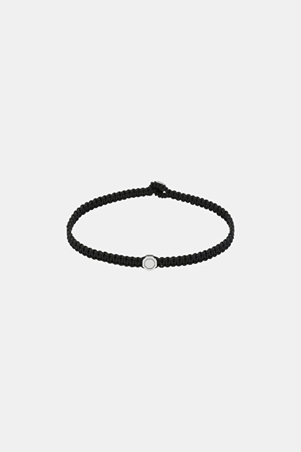 Octagonal Black Macrame Silver Bracelet 2