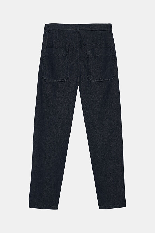 Relax Fit Indigo Straight Wool Men's Trousers 2