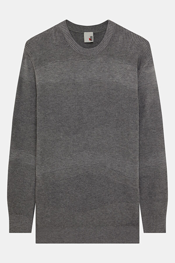 Grey Viscose Knit Men's Sweater
