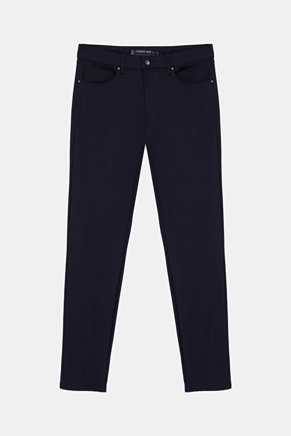 Relax Fit Navy Blue Straight Leg Men's Trousers