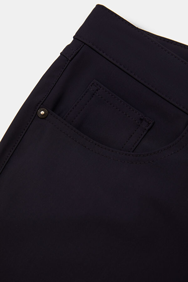 Relax Fit Navy Blue Straight Leg Men's Trousers 4