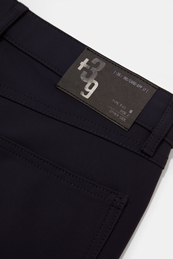 Relax Fit Navy Blue Straight Leg Men's Trousers 5