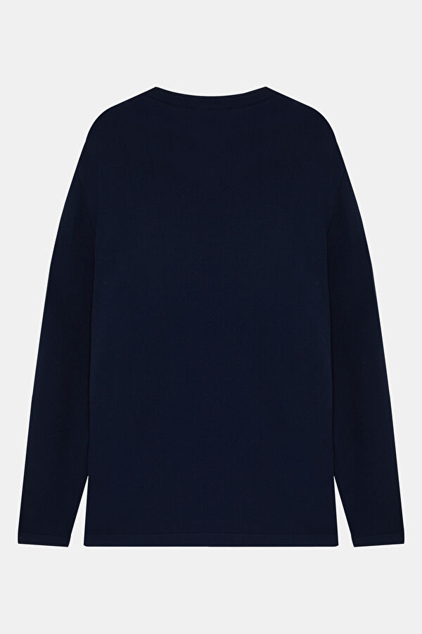 Navy Blue Viscose Knit Men's Sweater 2