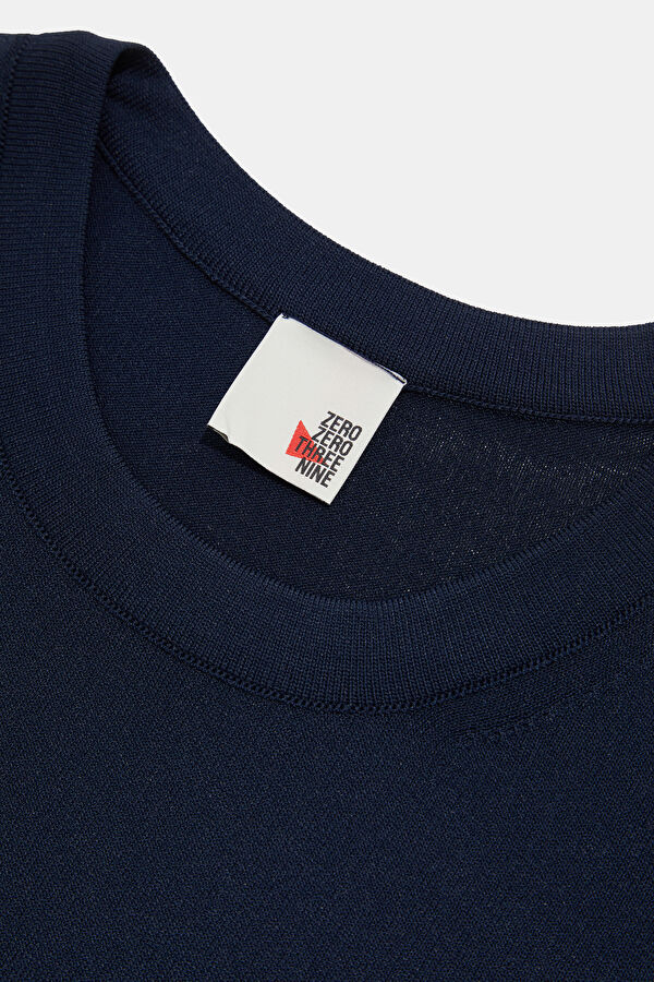 Navy Blue Viscose Knit Men's Sweater 3