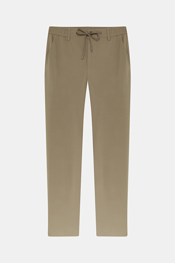 Beige Straight Leg Men's Trousers