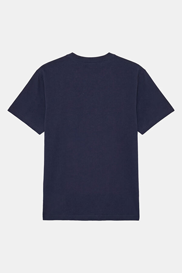 Lacivert Bisiklet Yaka Baskılı Erkek T-Shirt 2
