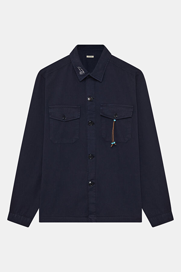 Navy Buttoned Men's Jacket