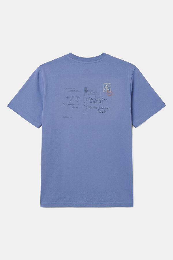 Blue Crew Neck Printed Men's T-Shirt 2
