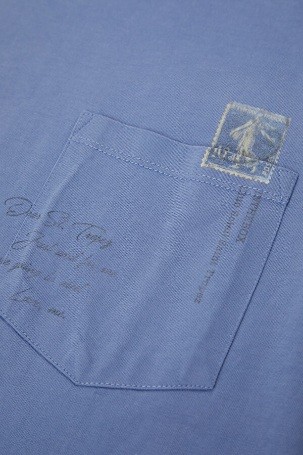 Blue Crew Neck Printed Men's T-Shirt 4