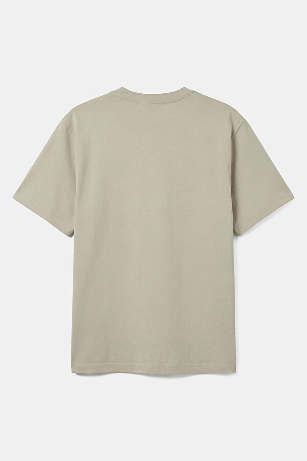 Beige Crew Neck Printed Men's T-Shirt 2
