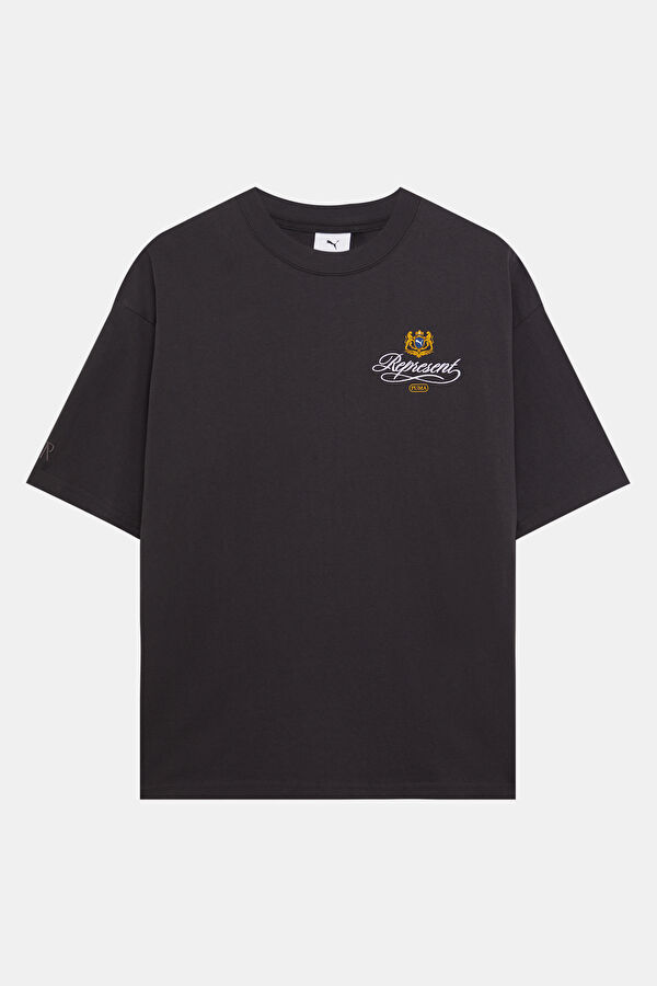 X Represent Relax Kalıp Antrasit Bisiklet Yaka Baskılı Erkek T-Shirt 4