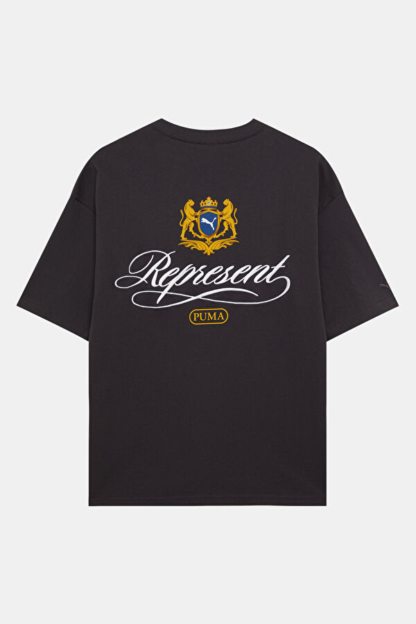 X Represent Relax Kalıp Antrasit Bisiklet Yaka Baskılı Erkek T-Shirt 5