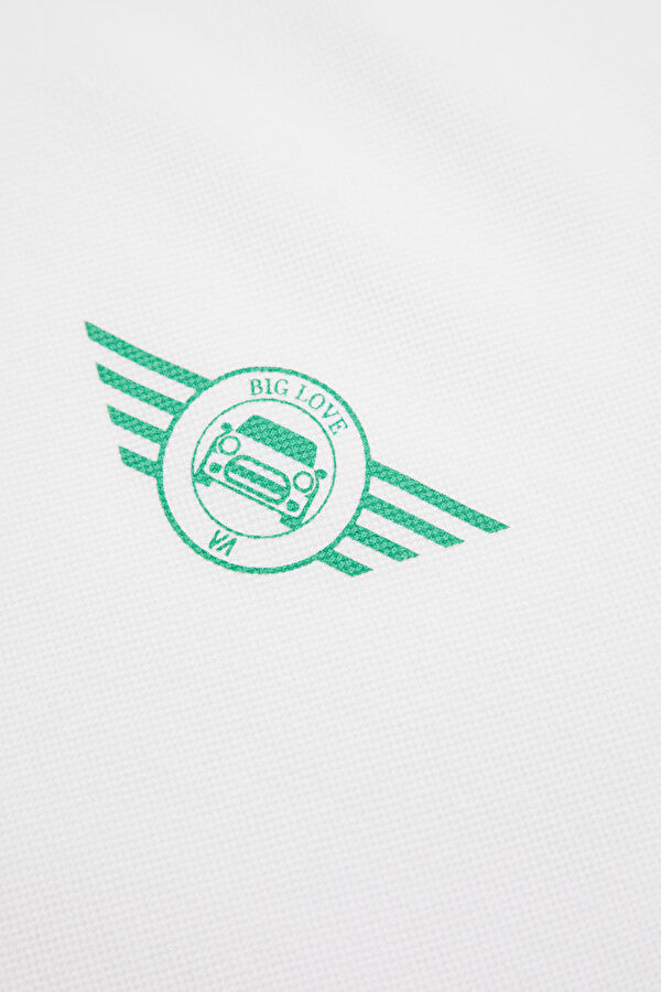 VA x MINI Ecru Printed Polo Neck T-Shirt 4