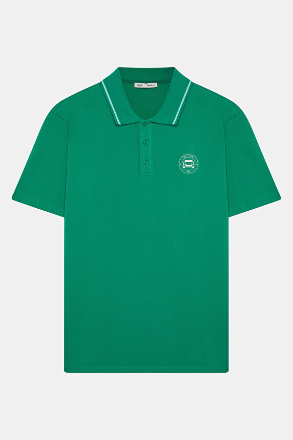 VA x MINI Green Printed Polo Neck T-Shirt