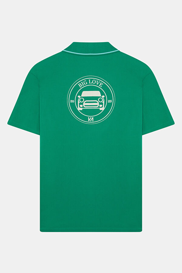 VA x MINI Green Printed Polo Neck T-Shirt 2