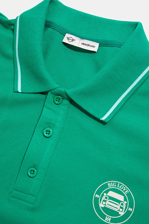 VA x MINI Green Printed Polo Neck T-Shirt 3