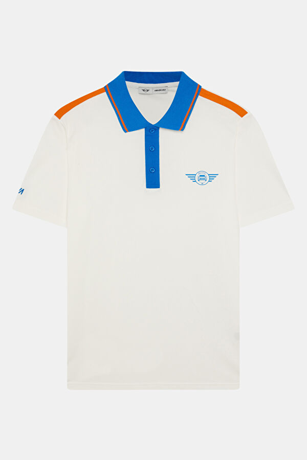 VA x MINI Ekru Polo Yaka Baskılı Erkek T-Shirt