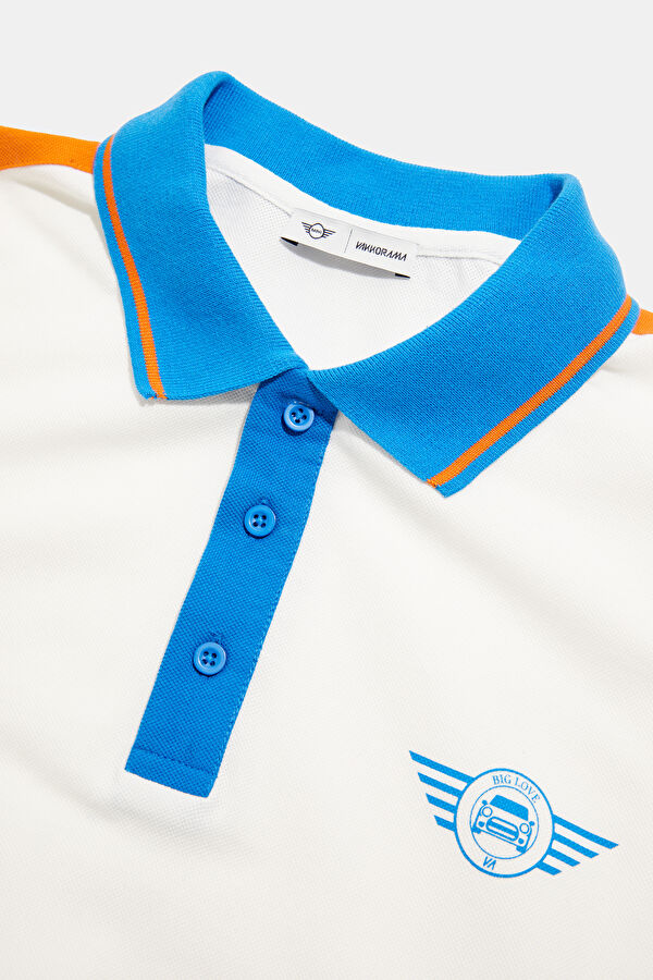 VA x MINI Ekru Polo Yaka Baskılı Erkek T-Shirt 3
