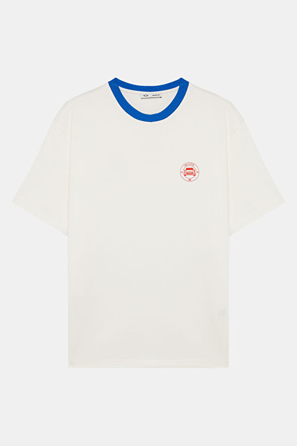 VA x MINI Ekru Bisiklet Yaka Baskılı Erkek T-Shirt