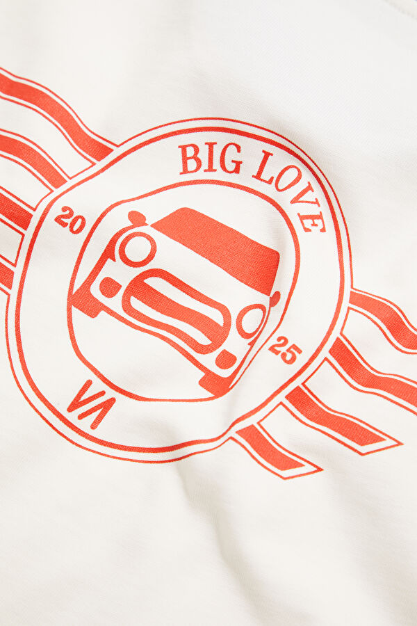 VA x MINI Ekru Bisiklet Yaka Baskılı Erkek T-Shirt 5