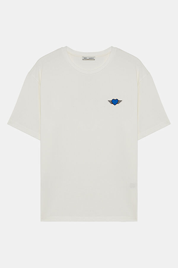 VA x MINI Ekru Bisiklet Yaka Baskılı Erkek T-Shirt