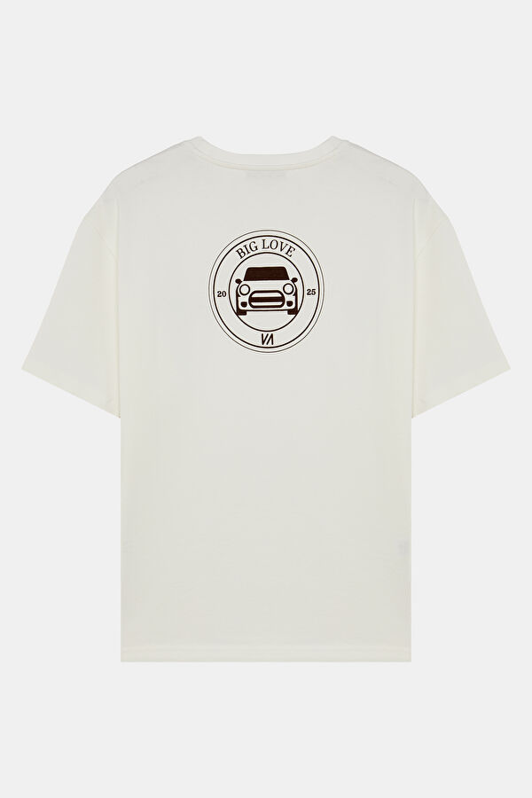 VA x MINI Ekru Bisiklet Yaka Baskılı Erkek T-Shirt 2